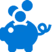 Blue piggy bank icon